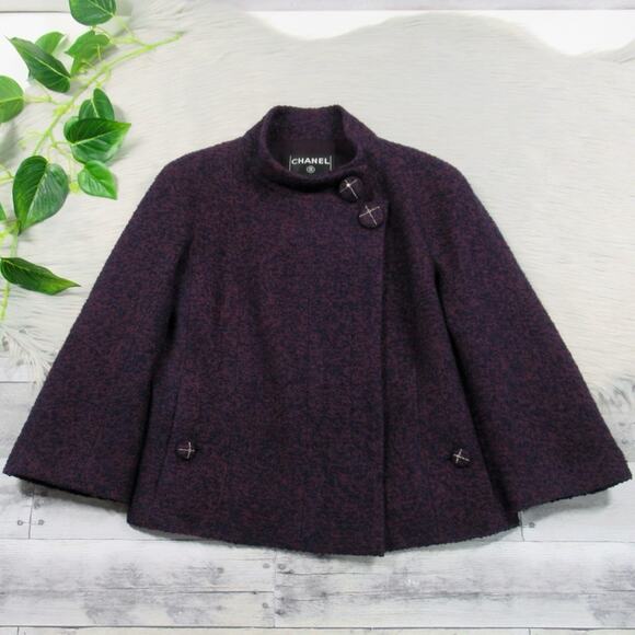 CHANEL Wool-Cashmere Tweed Mock Collar Dress & Double-Breasted Tweed Jacket Set - Picture 3 of 14